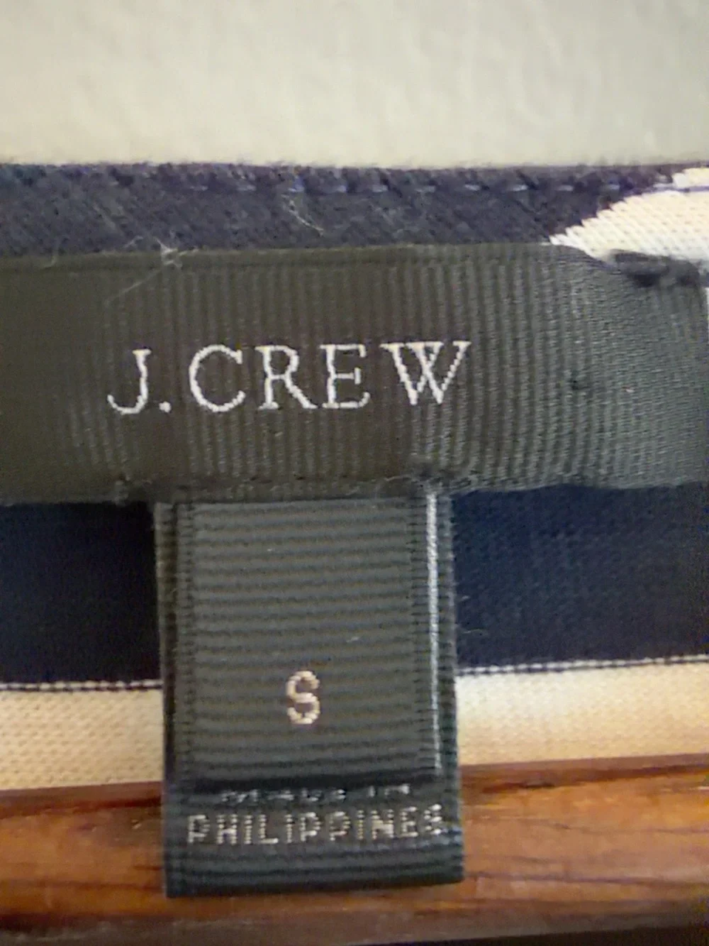 J.Crew Navy White Striped Crossover Back Tie Waist Cotton Top Small